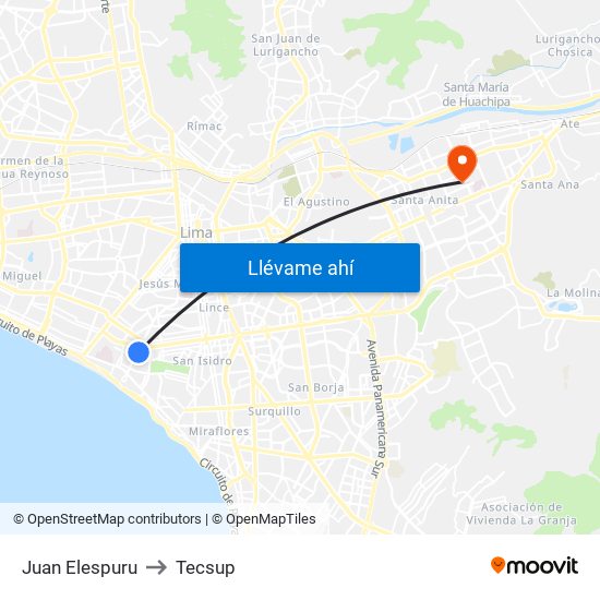 Juan Elespuru to Tecsup map