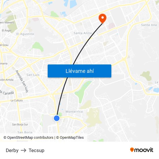 Derby to Tecsup map