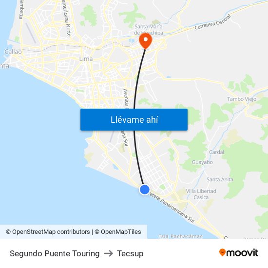 Segundo Puente Touring to Tecsup map