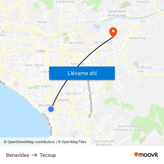 Benavides to Tecsup map