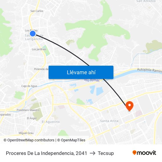 Proceres De La Independencia, 2041 to Tecsup map