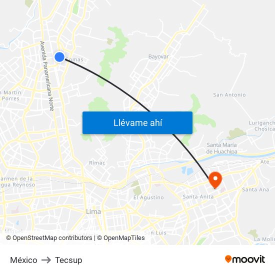 México to Tecsup map