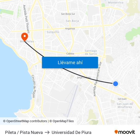 Pileta / Pista Nueva to Universidad De Piura map