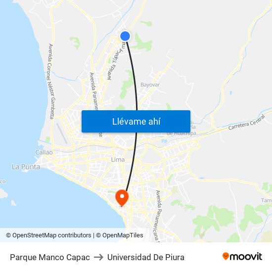 Parque Manco Capac to Universidad De Piura map