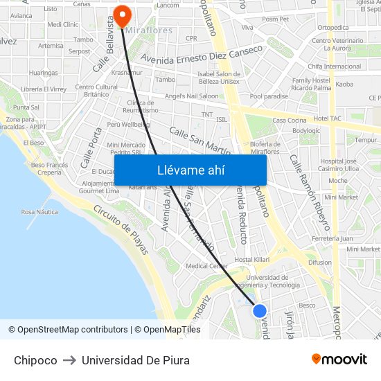 Chipoco to Universidad De Piura map