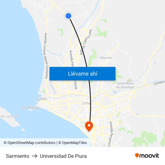 Sarmiento to Universidad De Piura map