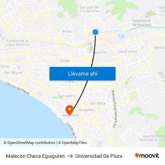 Malecón Checa Eguiguren to Universidad De Piura map