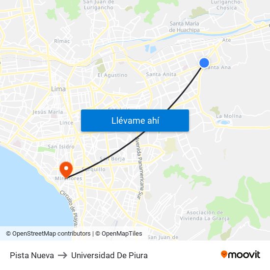 Pista Nueva to Universidad De Piura map