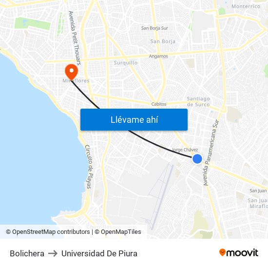 Bolichera to Universidad De Piura map