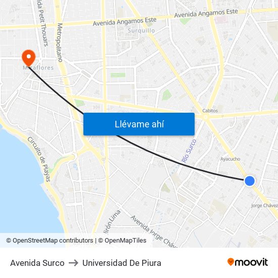 Avenida Surco to Universidad De Piura map