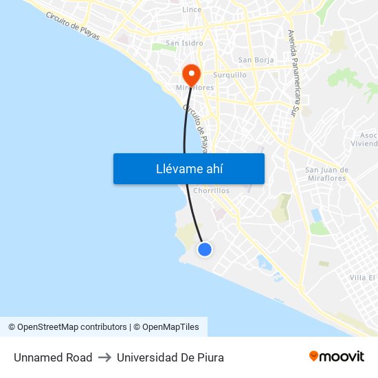 Unnamed Road to Universidad De Piura map
