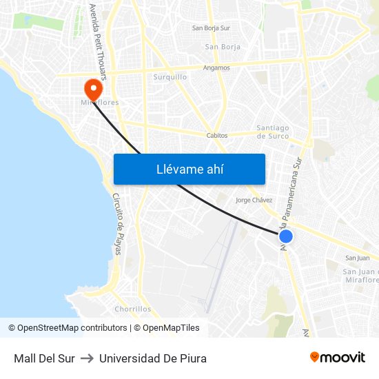 Mall Del Sur to Universidad De Piura map