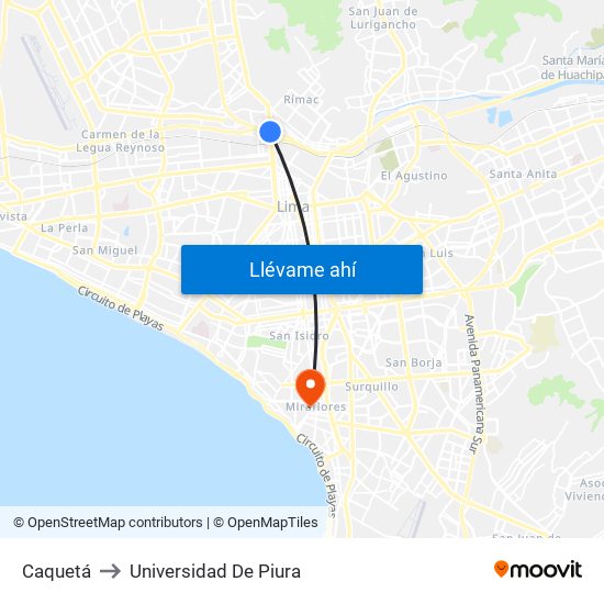 Caquetá to Universidad De Piura map
