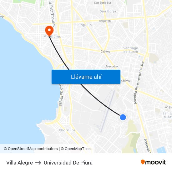 Villa Alegre to Universidad De Piura map