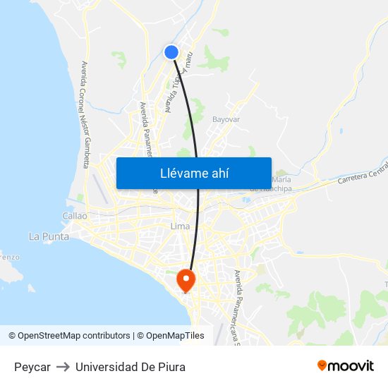 Peycar to Universidad De Piura map