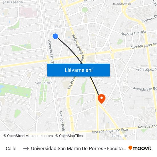 Calle Risso, 513 to Universidad San Martín De Porres - Facultad De Ciencias De La Comunicación, Turismo Y Psicología map