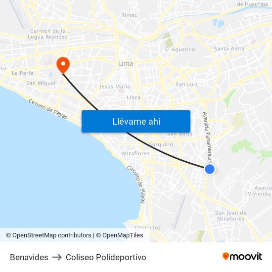 Benavides to Coliseo Polideportivo map