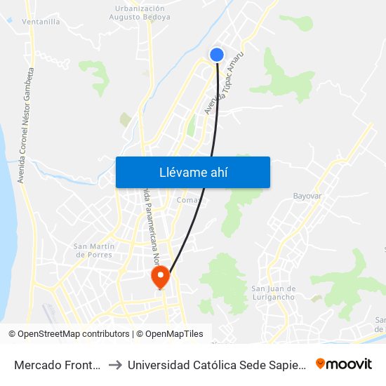 Mercado Frontera to Universidad Católica Sede Sapientiae map