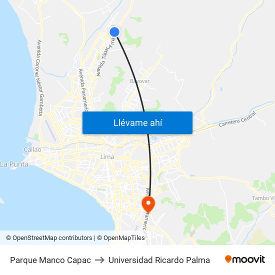 Parque Manco Capac to Universidad Ricardo Palma map