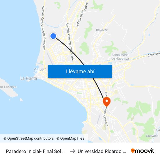 Paradero Inicial- Final Sol De Oro to Universidad Ricardo Palma map
