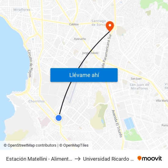Estación Matellini - Alimentadores to Universidad Ricardo Palma map