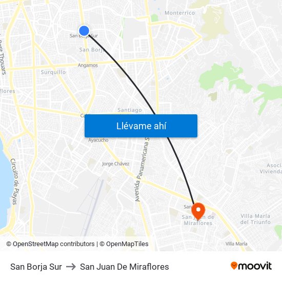 San Borja Sur to San Juan De Miraflores map