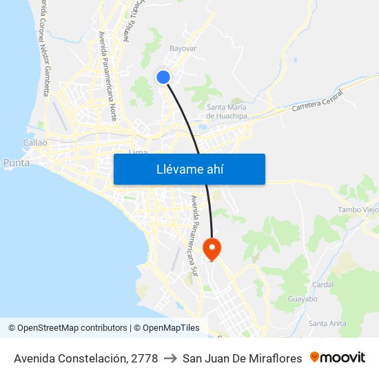 Avenida Constelación, 2778 to San Juan De Miraflores map