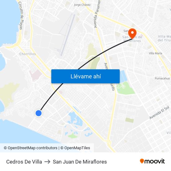 Cedros De Villa‎ to San Juan De Miraflores map