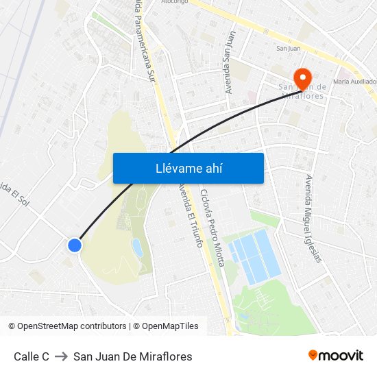 Calle C to San Juan De Miraflores map