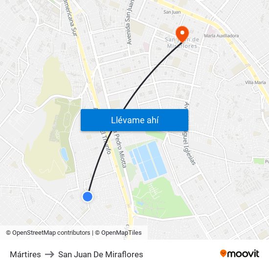 Mártires to San Juan De Miraflores map