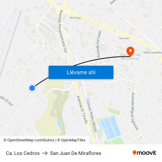 Ca. Los Cedros to San Juan De Miraflores map