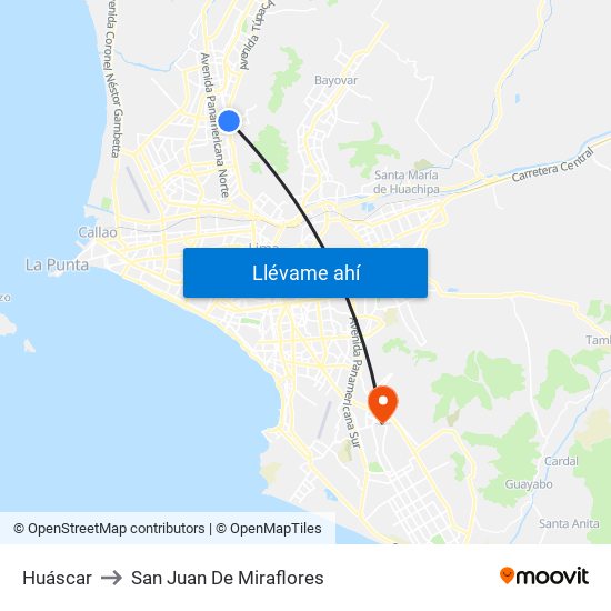 Huáscar to San Juan De Miraflores map