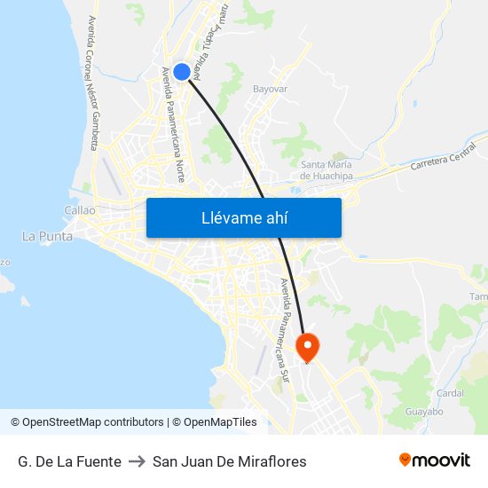 G. De La Fuente to San Juan De Miraflores map