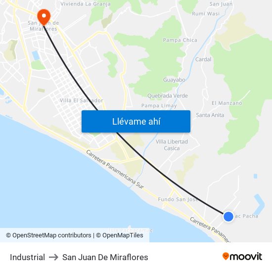 Industrial to San Juan De Miraflores map