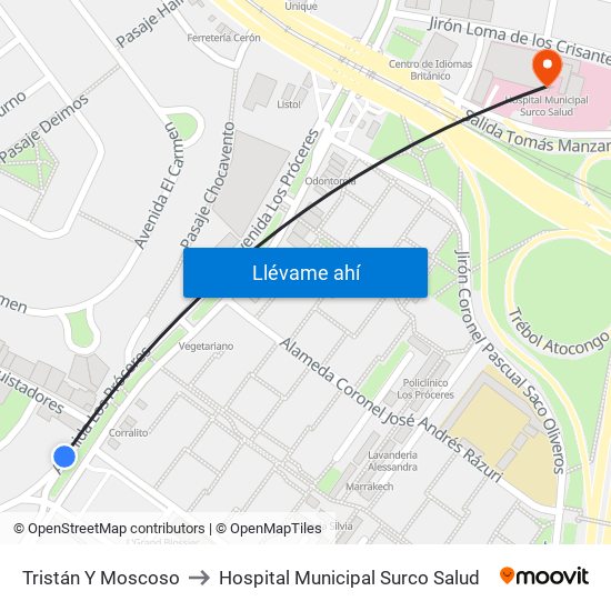 Tristán Y Moscoso to Hospital Municipal Surco Salud map