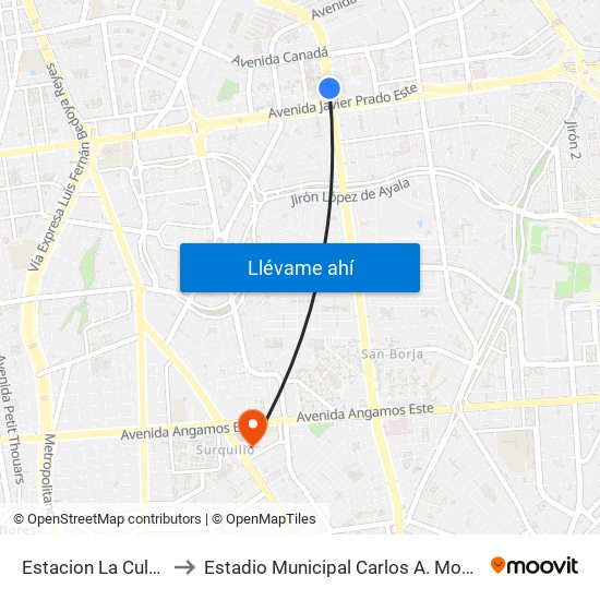 Estacion La Cultura to Estadio Municipal Carlos A. Moscoso map