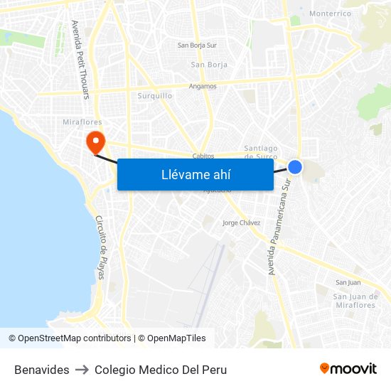 Benavides to Colegio Medico Del Peru map