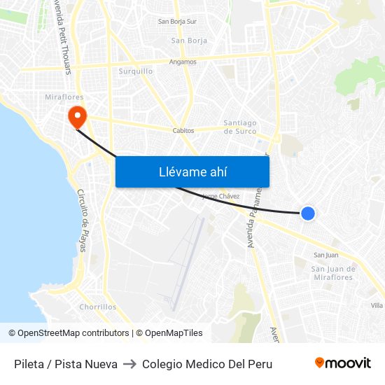 Pileta / Pista Nueva to Colegio Medico Del Peru map