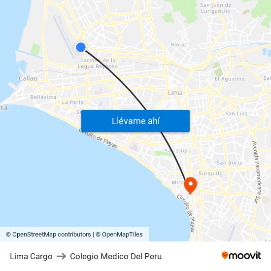 Lima Cargo to Colegio Medico Del Peru map