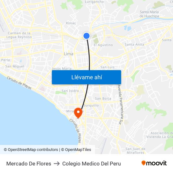 Mercado De Flores to Colegio Medico Del Peru map