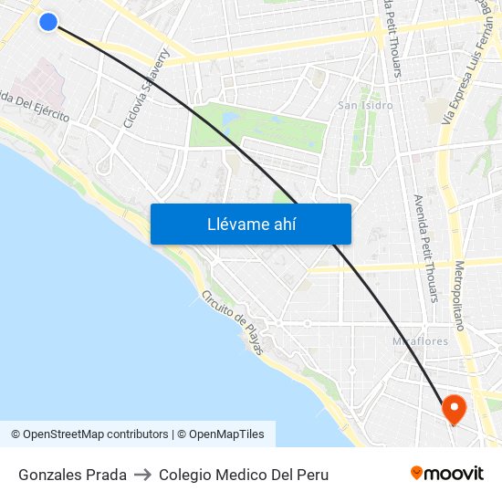 Gonzales Prada to Colegio Medico Del Peru map