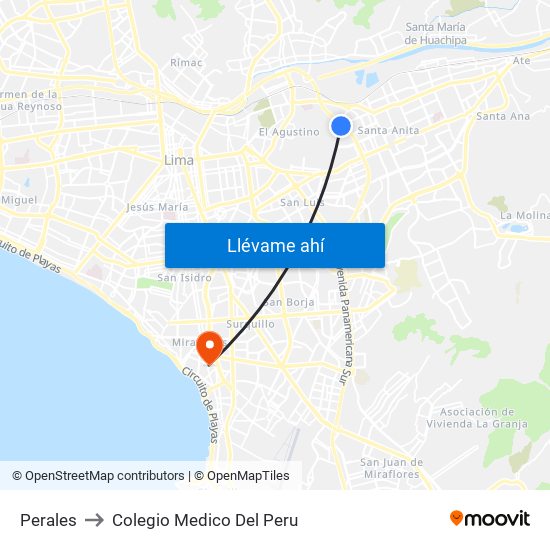Perales to Colegio Medico Del Peru map