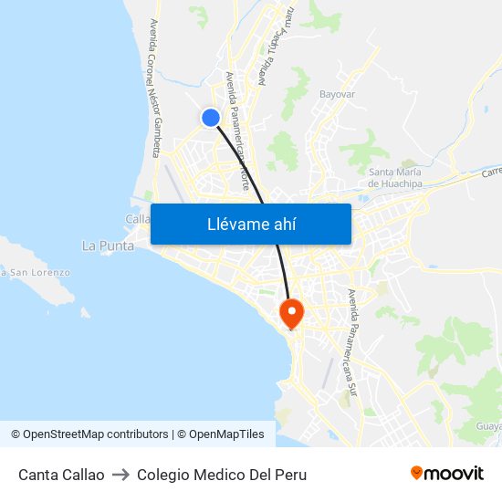 Canta Callao to Colegio Medico Del Peru map