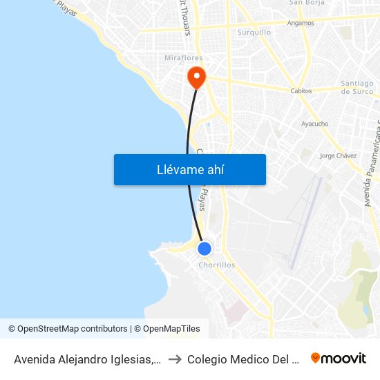 Avenida Alejandro Iglesias, 411 to Colegio Medico Del Peru map