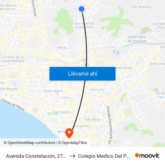 Avenida Constelación, 2778 to Colegio Medico Del Peru map