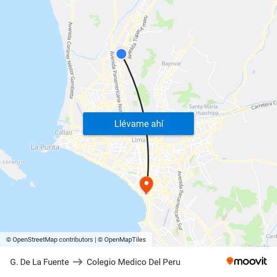 G. De La Fuente to Colegio Medico Del Peru map