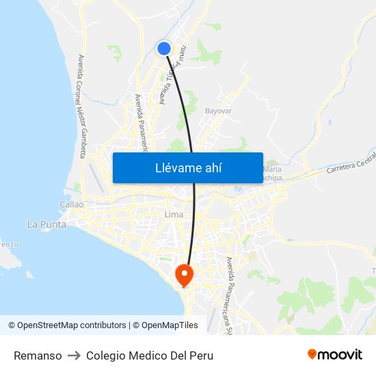 Remanso to Colegio Medico Del Peru map