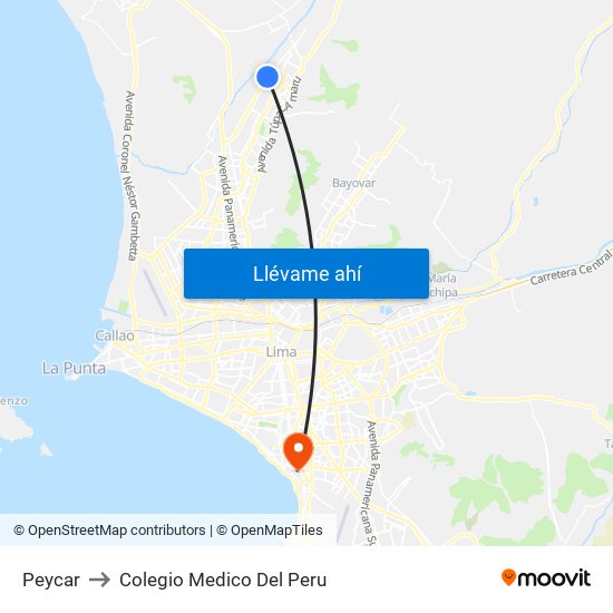 Peycar to Colegio Medico Del Peru map