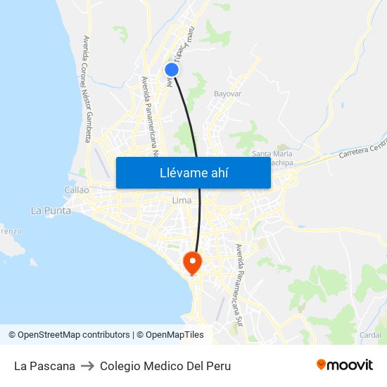 La Pascana to Colegio Medico Del Peru map