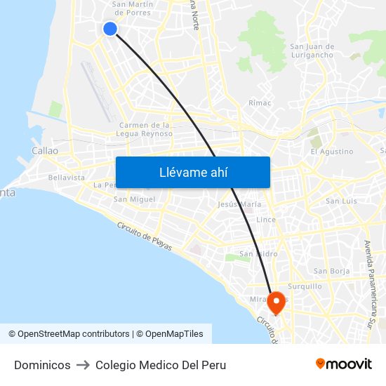 Dominicos to Colegio Medico Del Peru map